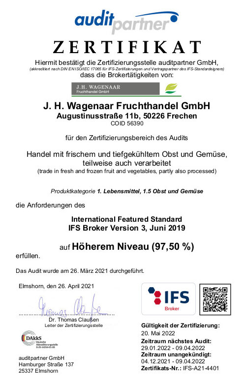 Zertifikat nach International Featured Standard